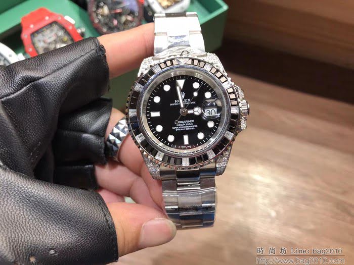 ROLEX勞力士 水鬼系列 全自動機械機芯 鍍膜玻璃 三珠鋼帶保險扣 男士腕表  wssb4692